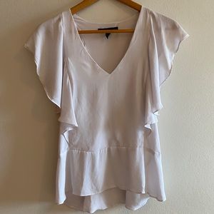 BCBG MaxAzria White Ruffled Top